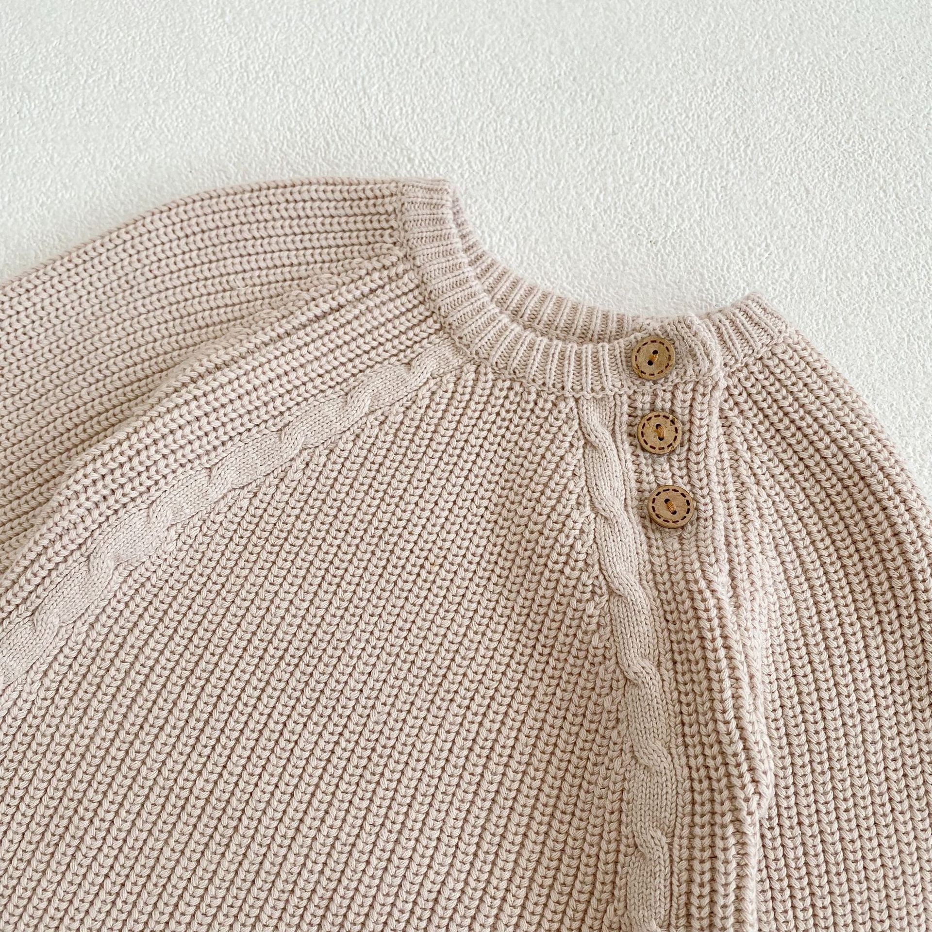 Beige Knitted Sweater with Wooden Buttons Buy Online