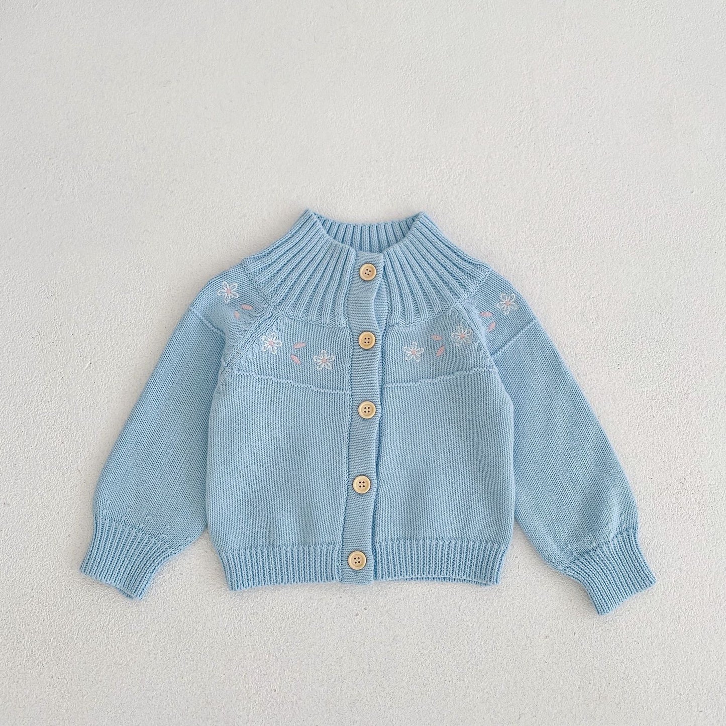 Flower and Frill Knitted Sweater and Short Set for baby girl