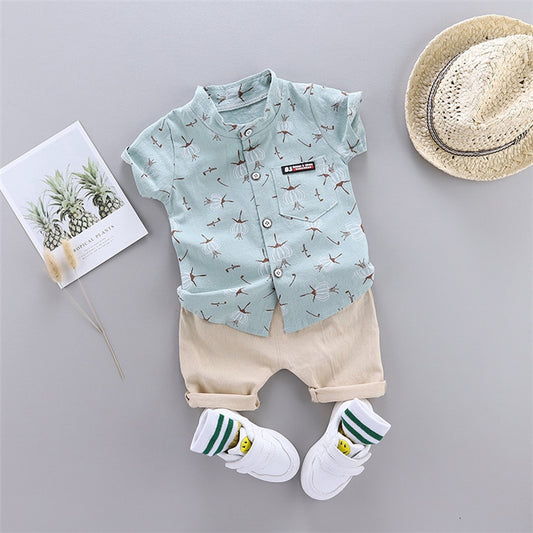 Button-Up Shirt and Shorts set For Baby Boy