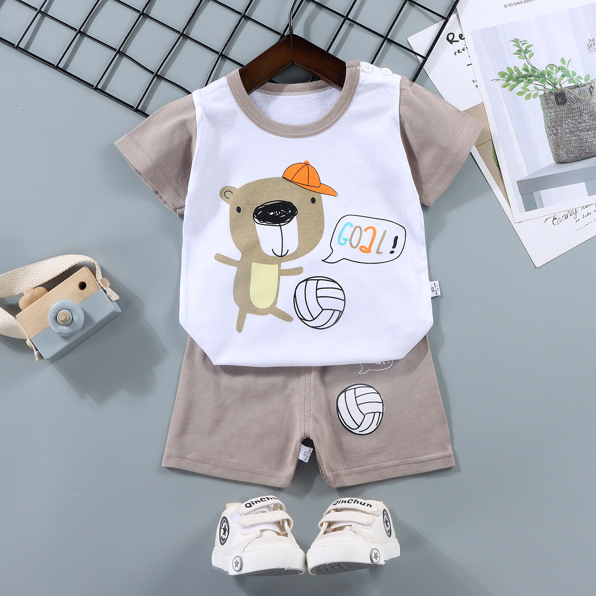 Animals Graphic T-Shirt and Shorts Set For Baby Boy